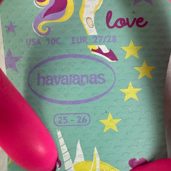 Havaianas Kids Unicorn Print Pink Straps Flip Flops Sandals USA 10C EUR 27/28 - Picture 3 of 4